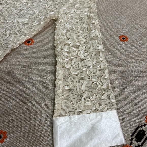 Fantazia Vintage lace Knit long sleeve blouse size S Small Sheer - Front Button - Picture 5 of 14